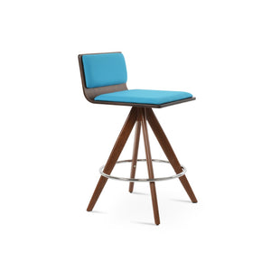 Soho Concept Corona Pyramid Barstools & Counterstools - Stylish Wood Swivel Design, Removable Fabric Pads, 10-year Guarantee Walnut,Turquoise  Soho-concept-dining-chair-11142