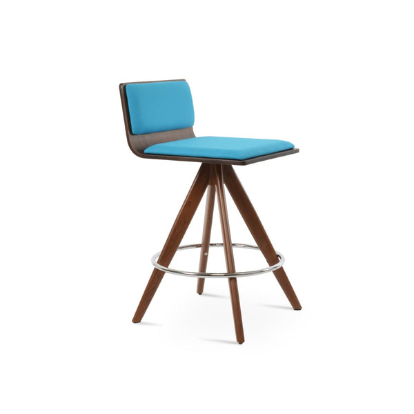 Soho Concept Corona Pyramid Barstools & Counterstools - Stylish Wood Swivel Design, Removable Fabric Pads, 10-year Guarantee Walnut,Turquoise  Soho-concept-dining-chair-11142