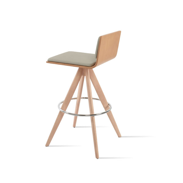 Soho Concept Corona Pyramid Barstools & Counterstools - Stylish Wood Swivel Design, Removable Fabric Pads, 10-year Guarantee Natural,Light Grey  Soho-concept-dining-chair-11141