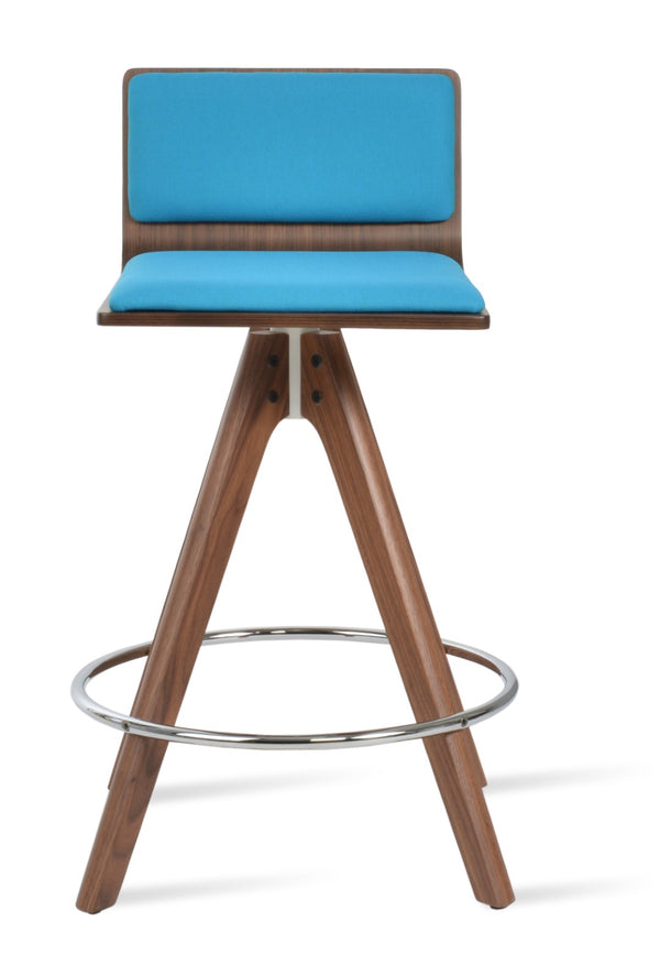 Soho Concept Corona Pyramid Wood Swivel Counter Barstools With Customizable Camira Fabric Pads – 10-year Guarantee Walnut,Turquoise  Soho-concept-dining-chair-11137