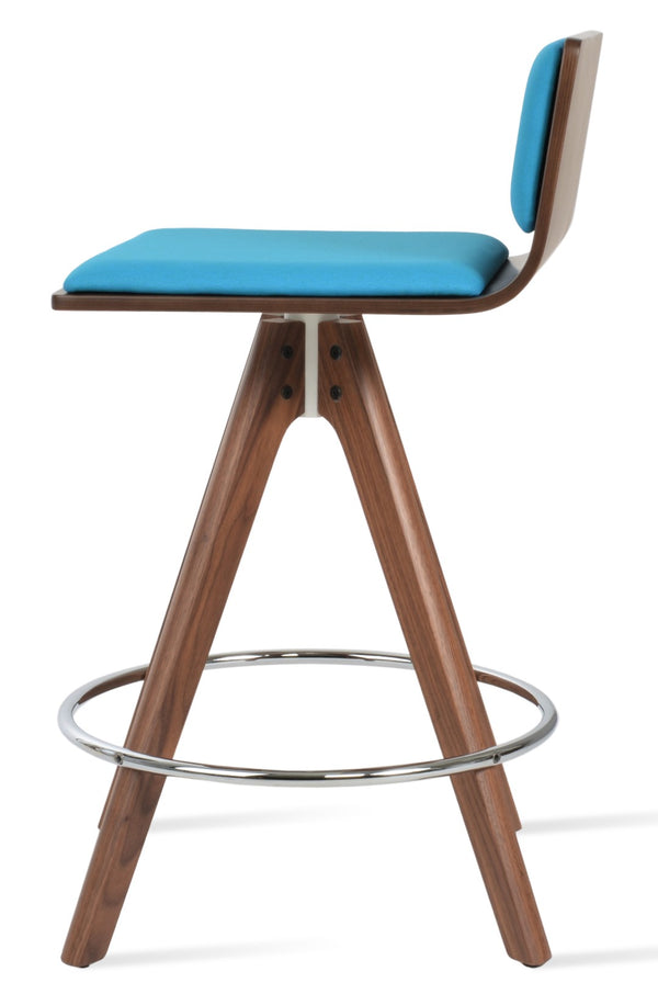 Soho Concept Corona Pyramid Barstools & Counterstools - Stylish Wood Swivel Design, Removable Fabric Pads, 10-year Guarantee Walnut,Turquoise  Soho-concept-dining-chair-07674
