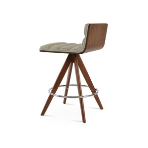 Soho Concept Corona Pyramid Swivel Barstools & Counterstools – Elegant Wood Bases With Soft Leatherette Seats Walnut,Light Grey  Soho-concept-dining-chair-07671
