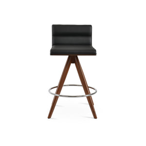 Soho Concept Corona Pyramid Swivel Barstools & Counterstools – Elegant Wood Bases With Soft Leatherette Seats Walnut,Black  Soho-concept-dining-chair-11132