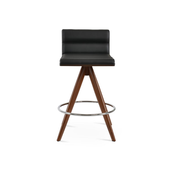 Soho Concept Corona Pyramid Swivel Barstools & Counterstools – Elegant Wood Bases With Soft Leatherette Seats Walnut,Black  Soho-concept-dining-chair-11132