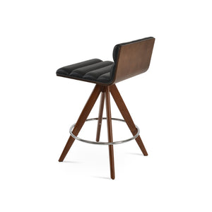 Soho Concept Corona Pyramid Swivel Barstools & Counterstools – Elegant Wood Bases With Soft Leatherette Seats Walnut,Black  Soho-concept-dining-chair-11129