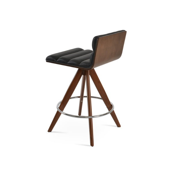 Soho Concept Corona Pyramid Swivel Barstools & Counterstools – Elegant Wood Bases With Soft Leatherette Seats Walnut,Black  Soho-concept-dining-chair-11129