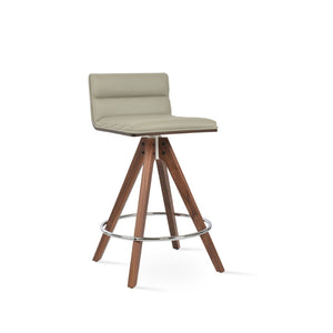Soho Concept Corona Pyramid Swivel Barstools With Soft Leatherette Upholstery & Stylish Wood Base Options Walnut,Light Grey  Soho-concept-dining-chair-06651