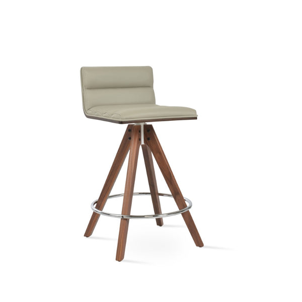 Soho Concept Corona Pyramid Swivel Barstools With Soft Leatherette Upholstery & Stylish Wood Base Options Walnut,Light Grey  Soho-concept-dining-chair-06651