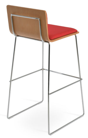 Soho Concept Corona Wire Barstools & Counterstools With Plywood Seat, Removable Camira Fabric Pad, Walnut Finish Red  Soho-concept-dining-chair-11162
