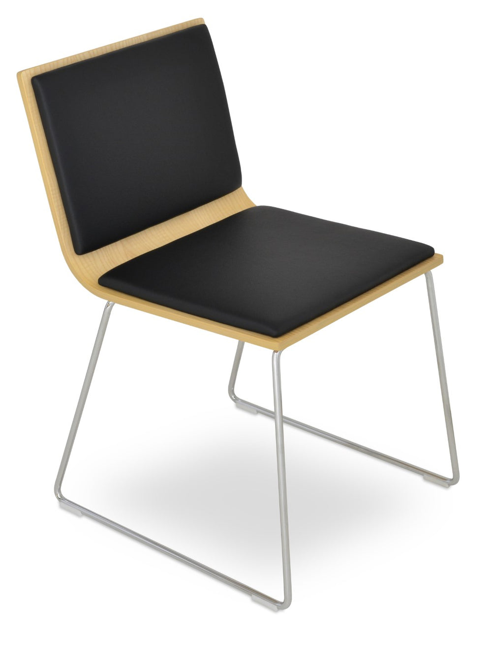 Soho Concept Corona Wire Plywood Bar-counter Dining Chair With Removable Leatherette Pad In Chrome And Black Finish Chrome,Ash,Black  Soho-concept-dining-chair-01803