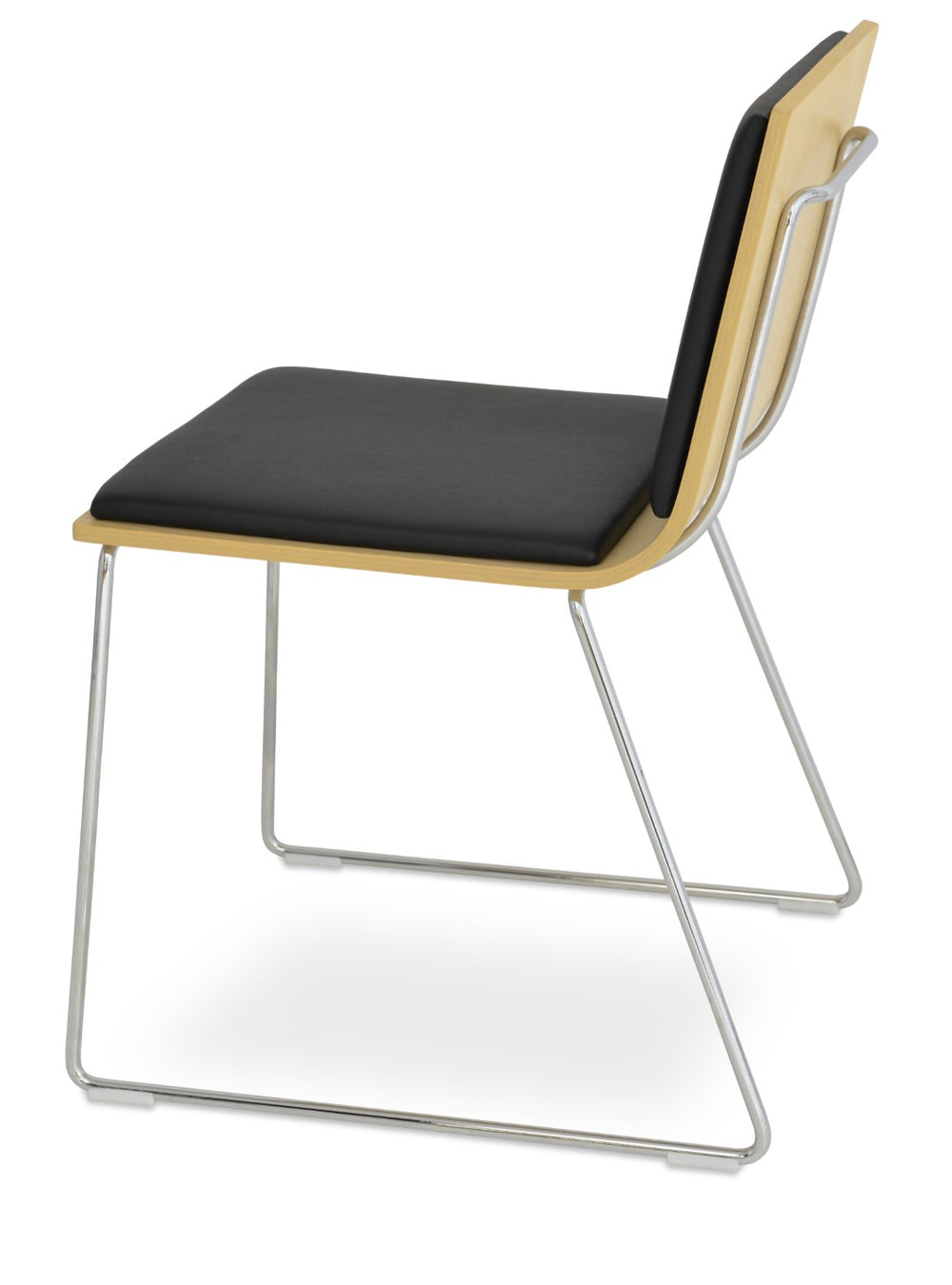 Soho Concept Corona Wire Plywood Bar-counter Dining Chair With Removable Leatherette Pad In Chrome And Black Finish Chrome,Ash,Black  Soho-concept-dining-chair-01803