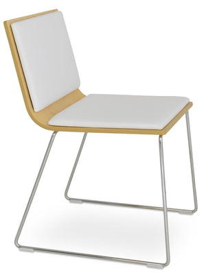 Soho Concept Corona Wire Plywood Bar-counter Dining Chair With Removable Leatherette Pad In Chrome And Black Finish Chrome,Ash,White  Soho-concept-dining-chair-01804