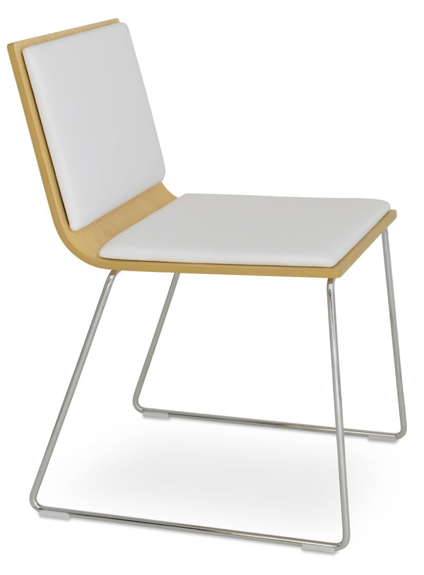 Soho Concept Corona Wire Plywood Bar-counter Dining Chair With Removable Leatherette Pad In Chrome And Black Finish Chrome,Ash,White  Soho-concept-dining-chair-01804