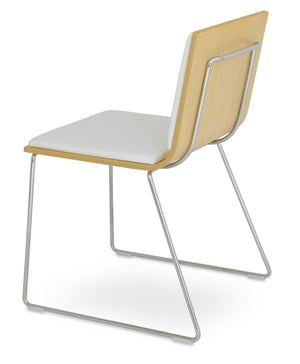 Soho Concept Corona Wire Plywood Bar-counter Dining Chair With Removable Leatherette Pad In Chrome And Black Finish Chrome,Ash,White  Soho-concept-dining-chair-01804