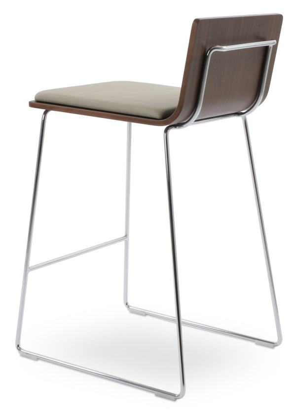 Soho Concept Corona Wire Barstools & Counterstools With Plywood Seat, Removable Camira Fabric Pad, Walnut Finish Walnut,Light Grey  Soho-concept-dining-chair-11177