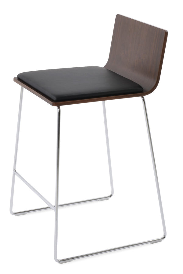 Soho Concept Corona Wire Barstools & Counterstools With Plywood Seat, Removable Camira Fabric Pad, Walnut Finish Walnut,Black  Soho-concept-dining-chair-11178