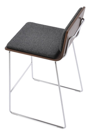 Soho Concept Corona Wire Barstools & Counterstools With Plywood Seat, Removable Camira Fabric Pad, Walnut Finish Walnut,Dark Grey  Soho-concept-dining-chair-06661