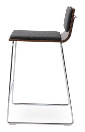 Soho Concept Corona Wire Barstools & Counterstools With Plywood Seat, Removable Camira Fabric Pad, Walnut Finish Walnut,Dark Grey  Soho-concept-dining-chair-11179