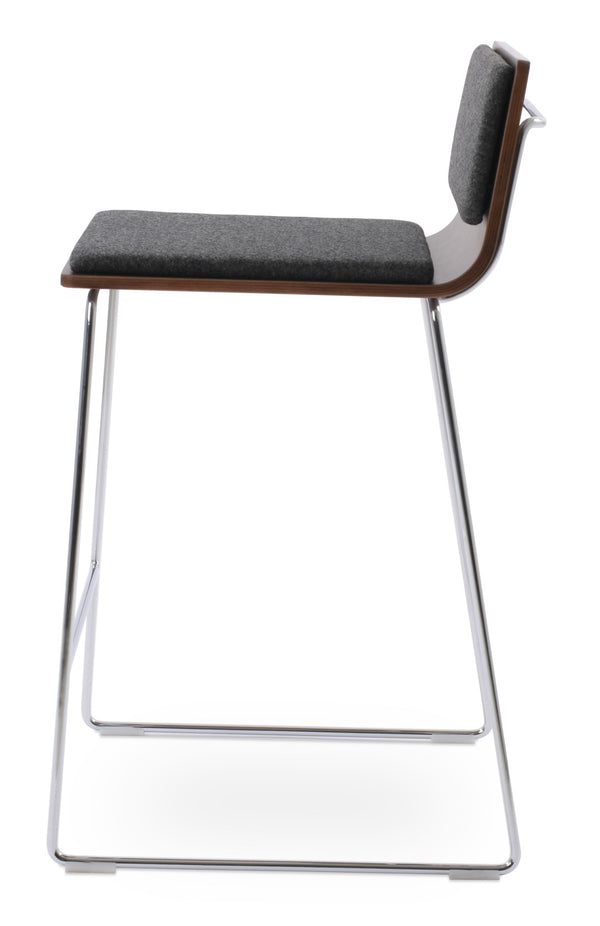 Soho Concept Corona Wire Barstools & Counterstools With Plywood Seat, Removable Camira Fabric Pad, Walnut Finish Walnut,Dark Grey  Soho-concept-dining-chair-11179