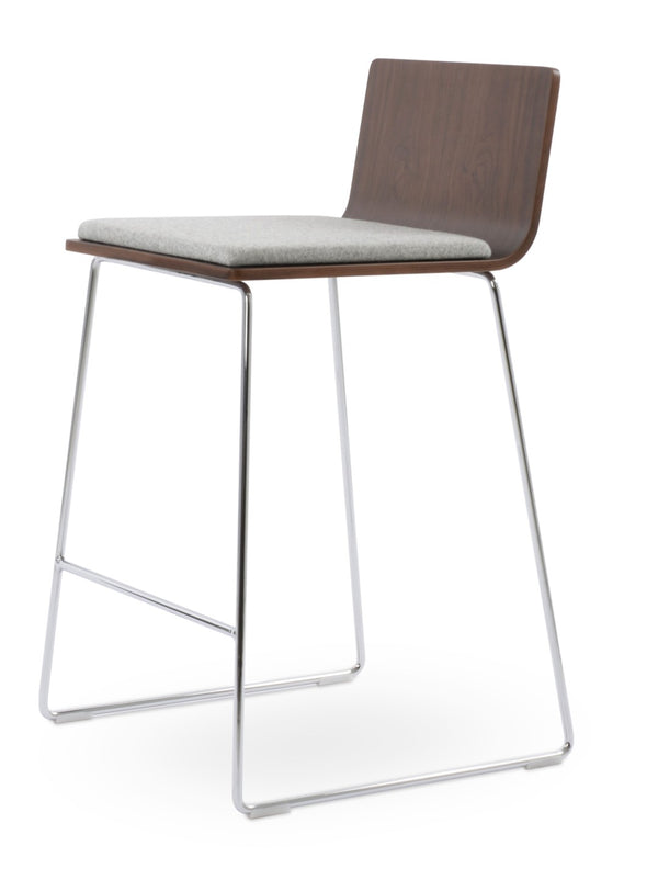 Soho Concept Corona Wire Barstools & Counterstools With Plywood Seat, Removable Camira Fabric Pad, Walnut Finish Walnut,Silver  Soho-concept-dining-chair-07699