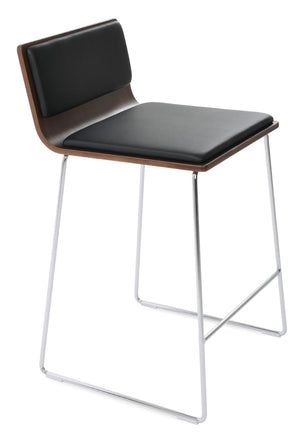 Soho Concept Corona Wire Barstools & Counterstools With Plywood Seat, Removable Camira Fabric Pad, Walnut Finish Walnut,Black  Soho-concept-dining-chair-07700