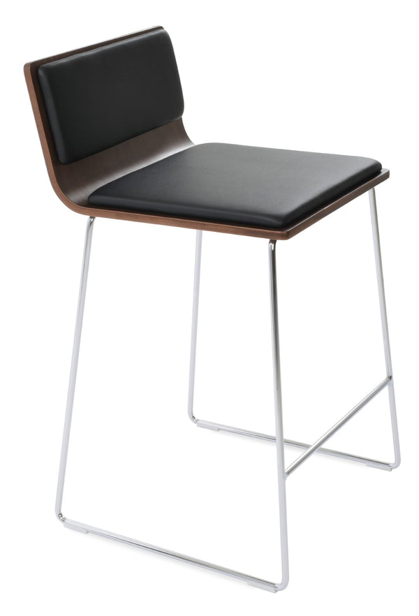 Soho Concept Corona Wire Barstools & Counterstools With Plywood Seat, Removable Camira Fabric Pad, Walnut Finish Walnut,Black  Soho-concept-dining-chair-07700