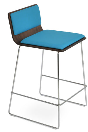 Soho Concept Corona Wire Barstools & Counterstools With Plywood Seat, Removable Camira Fabric Pad, Walnut Finish Turquoise,Chrome  Soho-concept-dining-chair-11171