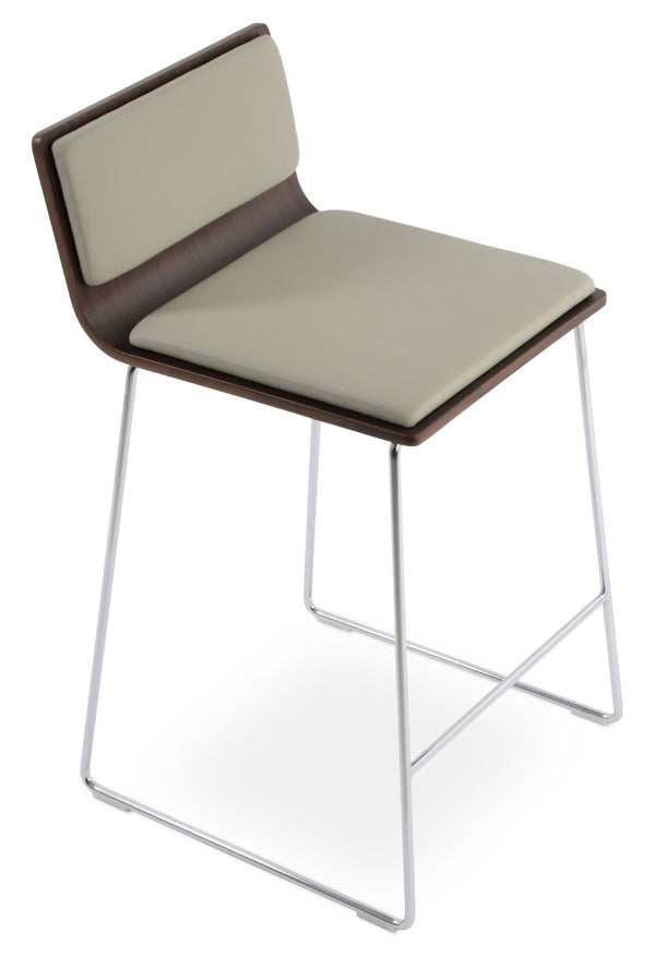Soho Concept Corona Wire Barstools & Counterstools - Sleek Plywood Seats With Removable Pads In Gold & Walnut Walnut,Light Grey  Soho-concept-dining-chair-11175