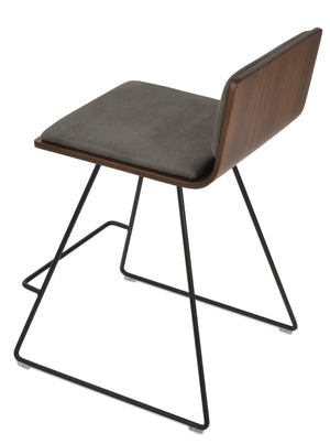 Soho Concept Corona Wire Barstools & Counterstools With Plywood Seat, Removable Camira Fabric Pad, Walnut Finish Black,Walnut,Grey  Soho-concept-dining-chair-11165