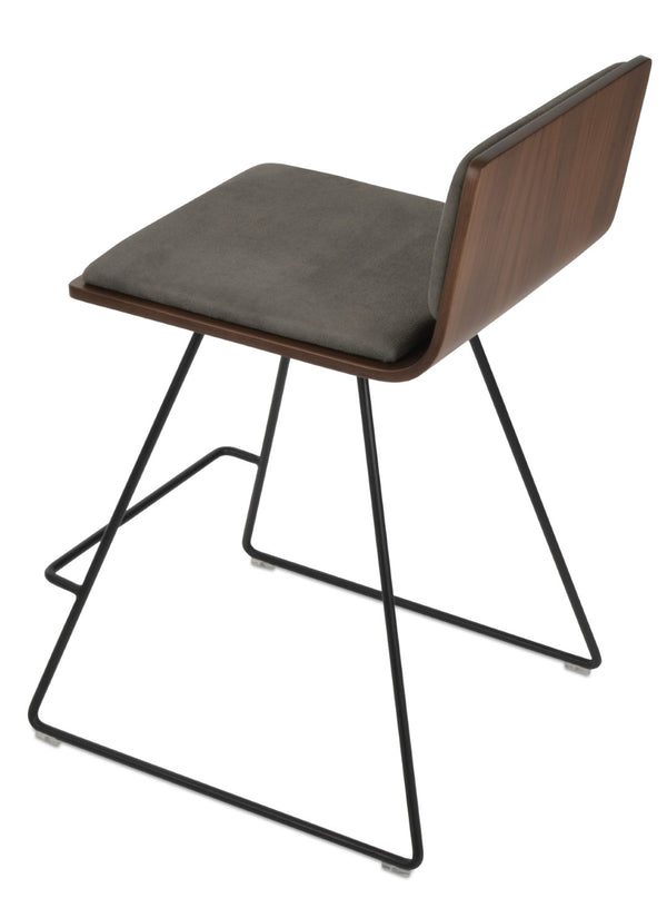 Soho Concept Corona Wire Barstools & Counterstools With Plywood Seat, Removable Camira Fabric Pad, Walnut Finish Black,Walnut,Grey  Soho-concept-dining-chair-11165