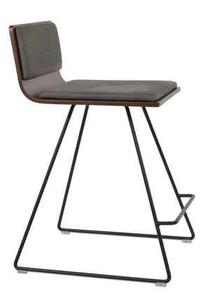 Soho Concept Corona Wire Barstools & Counterstools With Plywood Seat, Removable Camira Fabric Pad, Walnut Finish Black,Walnut,Grey  Soho-concept-dining-chair-11166