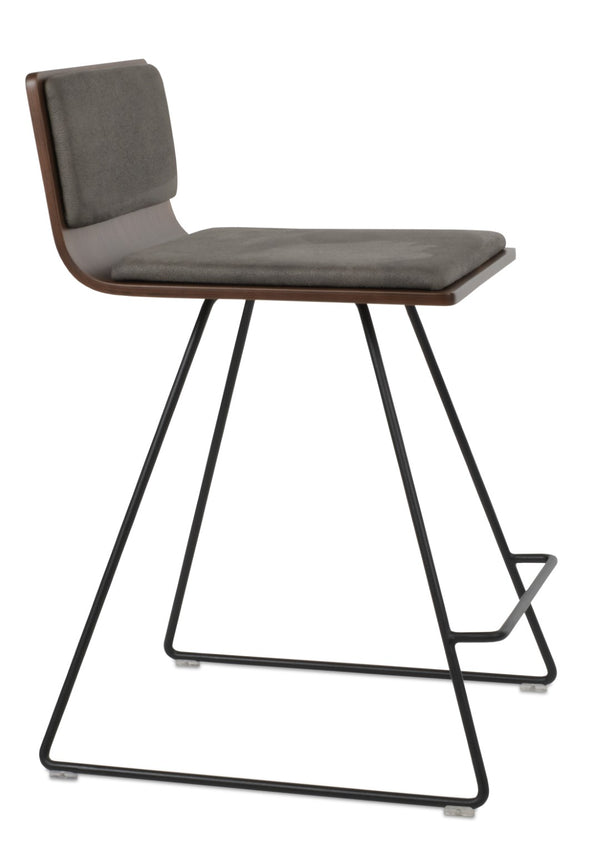 Soho Concept Corona Wire Barstools & Counterstools With Plywood Seat, Removable Camira Fabric Pad, Walnut Finish Black,Walnut,Grey  Soho-concept-dining-chair-11166
