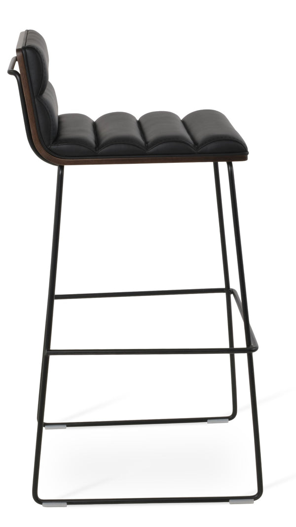 Soho Concept Corona Wire Barstools & Counterstools With Plush Leatherette Upholstery - Stylish Comfort & Durability Walnut,Black  Soho-concept-dining-chair-07702