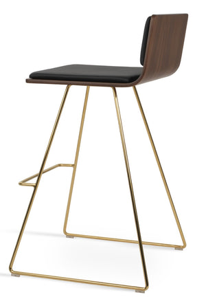 Soho Concept Corona Wire Barstools & Counterstools - Sleek Plywood Seats With Removable Pads In Gold & Walnut Gold,Walnut,Black  Soho-concept-dining-chair-11149