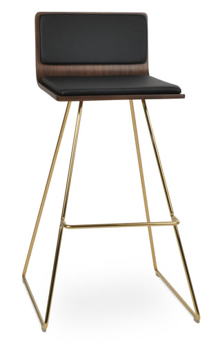Soho Concept Corona Wire Barstools & Counterstools - Sleek Plywood Seats With Removable Pads In Gold & Walnut Gold,Walnut,Black  Soho-concept-dining-chair-07683