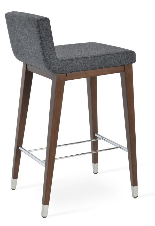Soho Concept Corona Wood Barstools & Counterstools - Luxurious Camira Blazer Wool, 10-year Guarantee, Walnut Finish Walnut,Chrome,Dark Grey  Soho-concept-dining-chair-11201