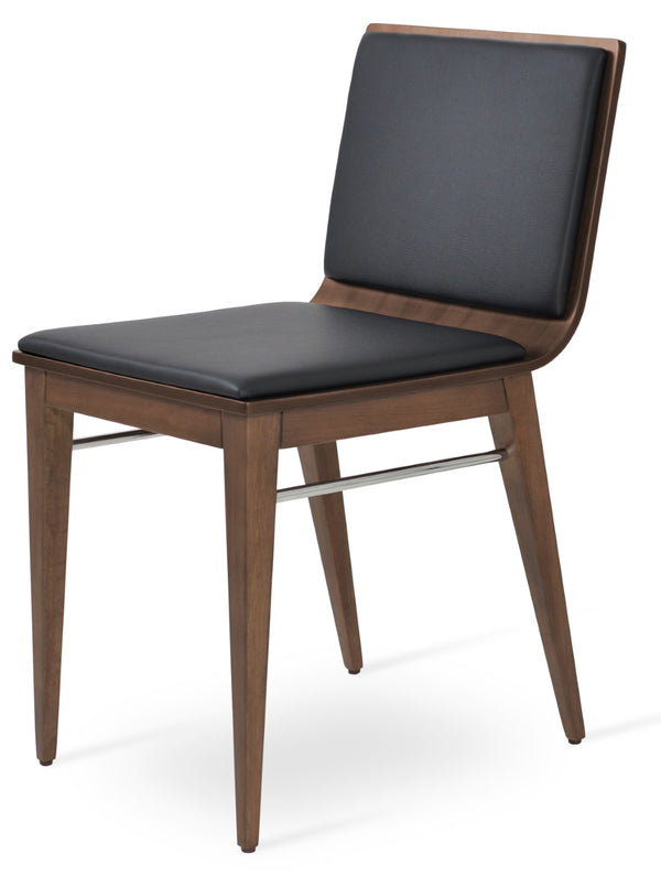 Soho Concept Corona Wood Dining Chair - Stylish Full Upholstery With 2-year Guarantee In Soft Black, Walnut & Gold Walnut,Black  Soho-concept-dining-chair-01824