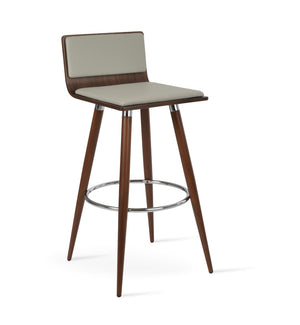 Soho Concept Corona Ana Barstools & Counterstools - Stylish Plywood Seats With Removable Leatherette Pads, Walnut Finish Walnut,Chrome,Light Grey  Soho-concept-dining-chair-07541