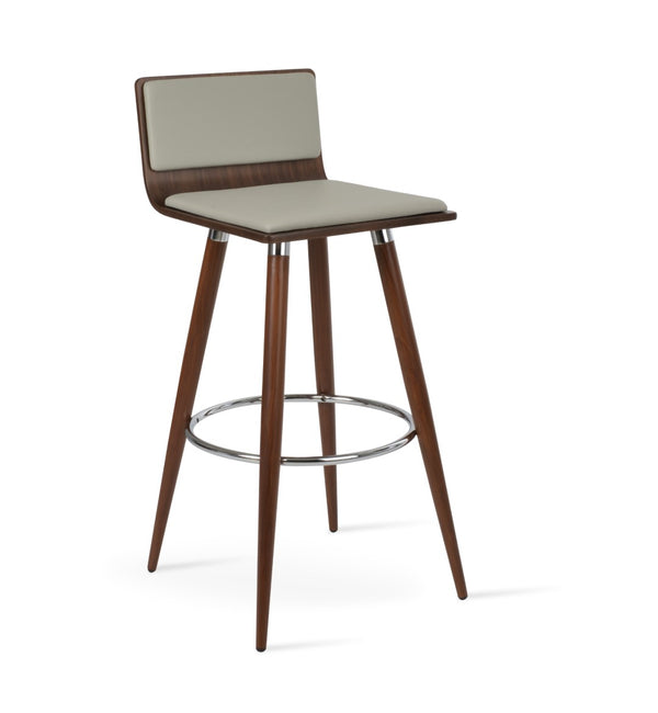 Soho Concept Corona Ana Barstools & Counterstools - Stylish Plywood Seats With Removable Leatherette Pads, Walnut Finish Walnut,Chrome,Light Grey  Soho-concept-dining-chair-07541
