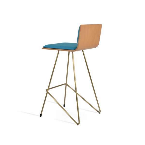 Soho Concept Corona Barstools & Counterstools - Modern Wireframe Design With Removable Camira Fabric Pads! Brass,Natural,Turquoise  Soho-concept-dining-chair-10816