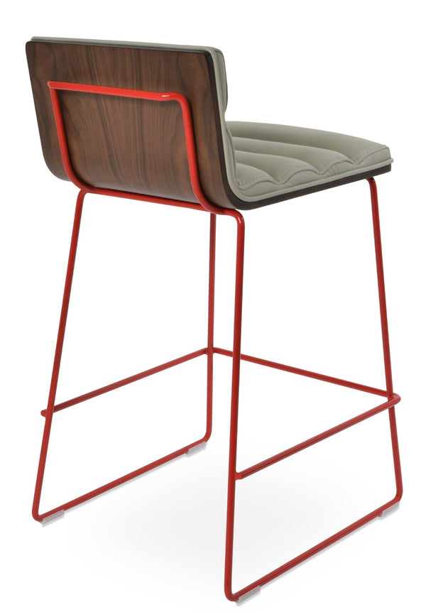 Soho Concept Corona Comfort Galata Barstools & Counterstools With Stylish Plywood Seats And Soft Upholstery Light Grey,Red Steel Tubular Legs Soho-concept-dining-chair-10829