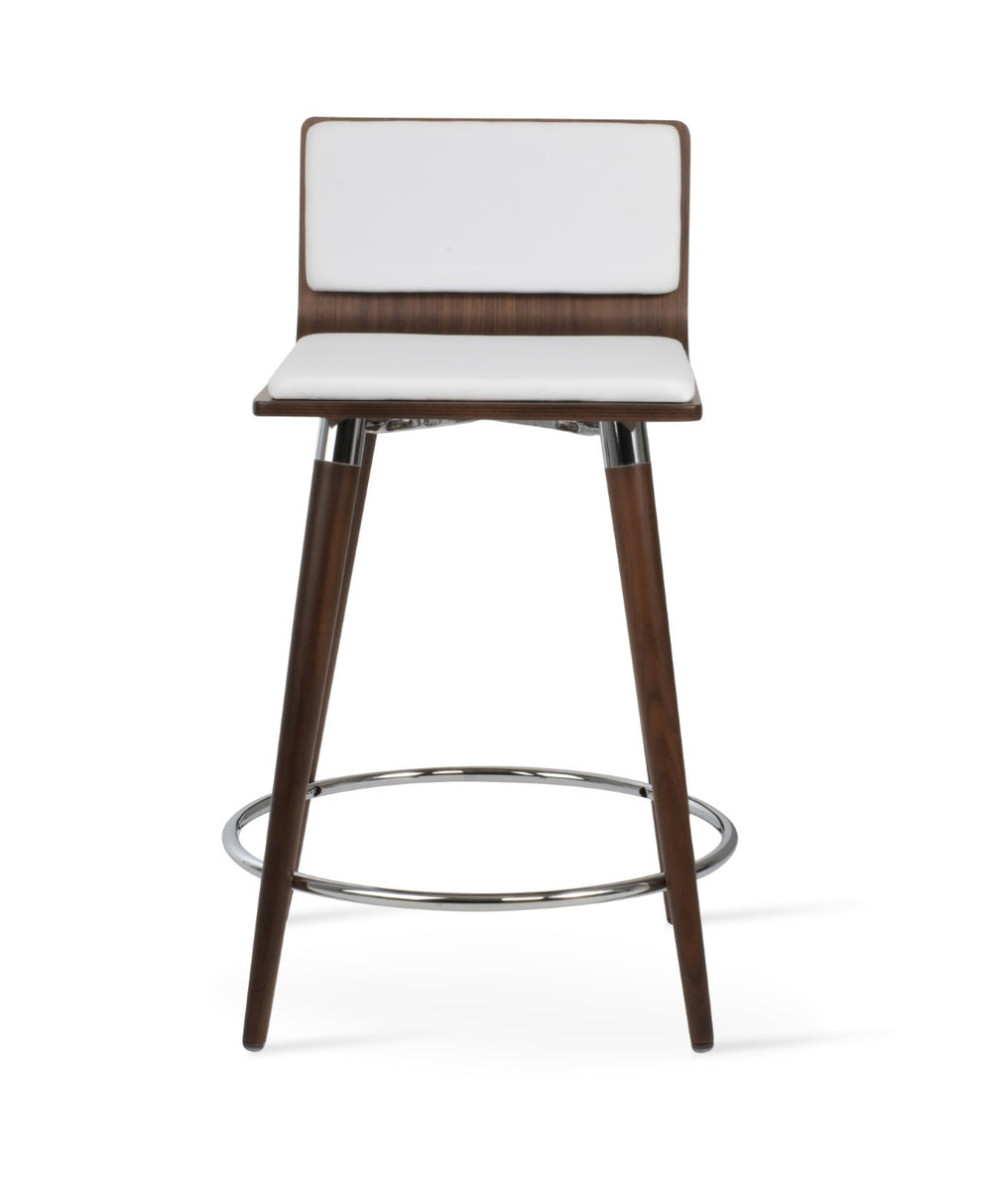 Soho Concept Corona Dr.Wood Barstools & Counterstools - Stylish Walnut Finish With Removable Leatherette Pad Walnut,White  Soho-concept-dining-chair-10833