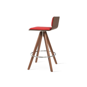 Soho Concept Corona Pyramid Barstools & Counterstools - Stylish Wood Swivel Design, Removable Fabric Pads, 10-year Guarantee Walnut,Red  Soho-concept-dining-chair-06618