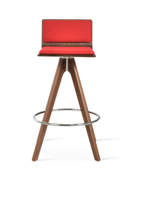Soho Concept Corona Pyramid Barstools & Counterstools - Stylish Wood Swivel Design, Removable Fabric Pads, 10-year Guarantee Walnut,Red  Soho-concept-dining-chair-07564