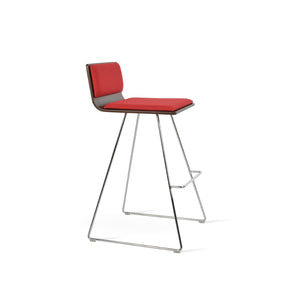 Soho Concept Corona Wire Barstools & Counterstools With Plywood Seat, Removable Camira Fabric Pad, Walnut Finish Chrome,Walnut,Red  Soho-concept-dining-chair-10881