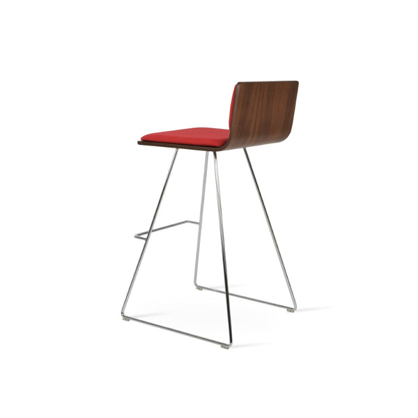Soho Concept Corona Wire Barstools & Counterstools With Plywood Seat, Removable Camira Fabric Pad, Walnut Finish Chrome,Walnut,Red  Soho-concept-dining-chair-07573
