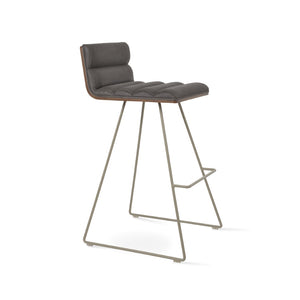 Soho Concept Corona Wire Barstools & Counterstools – Stylish Plywood Seat, Comfort Upholstery, 10-year Guarantee Walnut,Grey  Soho-concept-dining-chair-07568