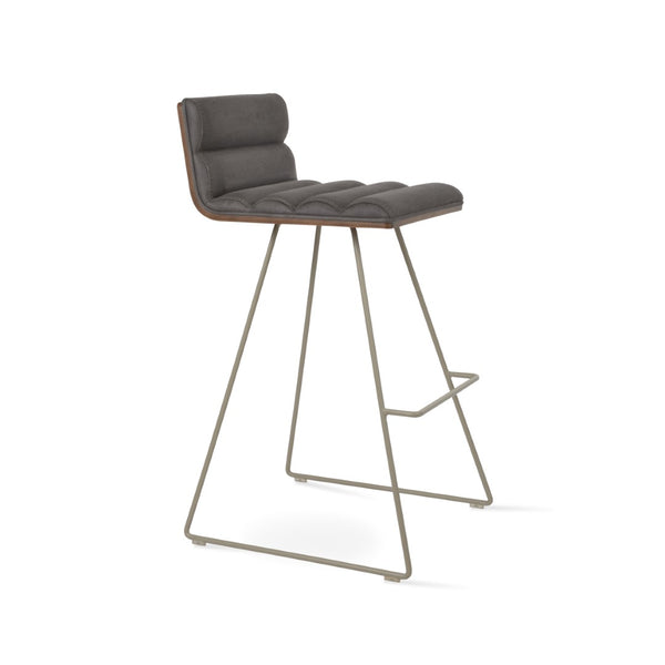 Soho Concept Corona Wire Barstools & Counterstools – Stylish Plywood Seat, Comfort Upholstery, 10-year Guarantee Walnut,Grey  Soho-concept-dining-chair-07568