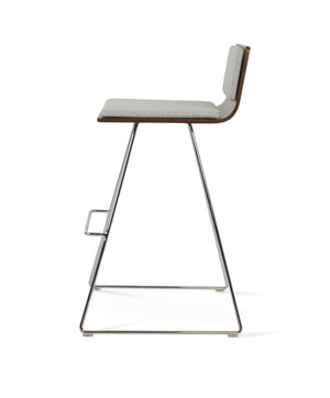 Soho Concept Corona Wire Barstools & Counterstools With Plywood Seat, Removable Camira Fabric Pad, Walnut Finish Chrome,Walnut,Silver  Soho-concept-dining-chair-10874
