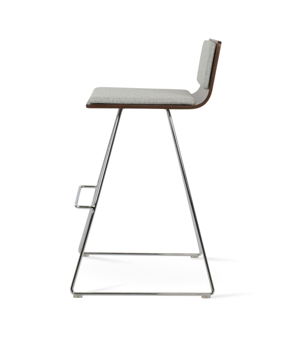 Soho Concept Corona Wire Barstools & Counterstools With Plywood Seat, Removable Camira Fabric Pad, Walnut Finish Chrome,Walnut,Silver  Soho-concept-dining-chair-10874